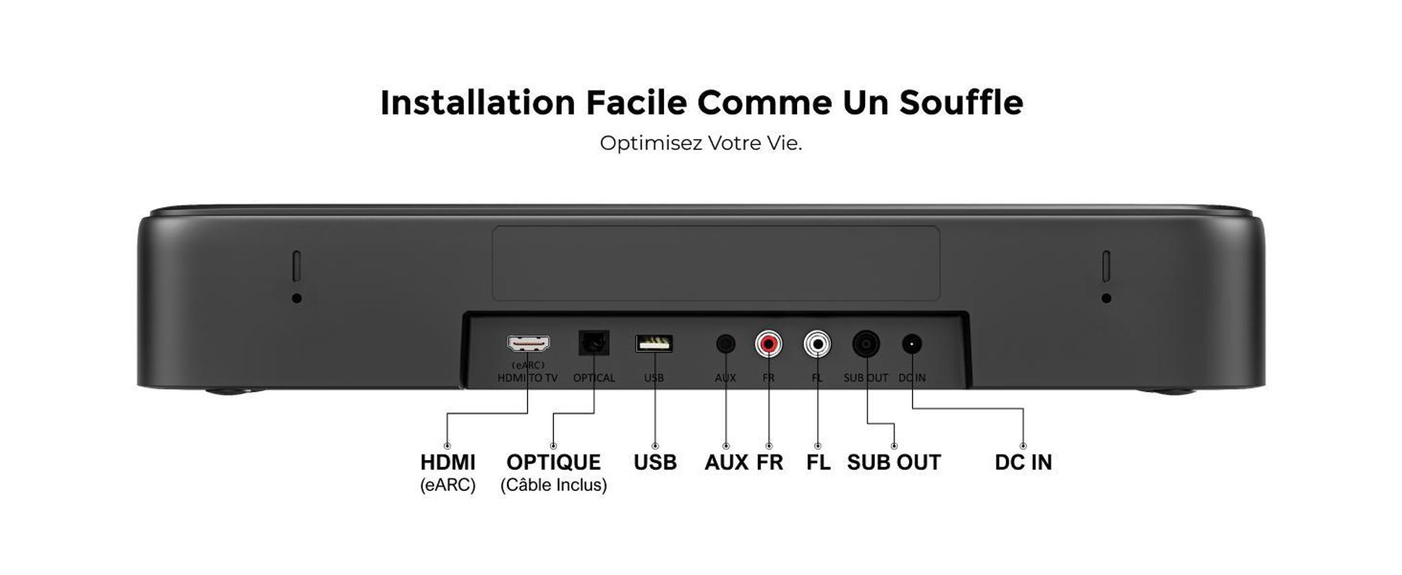Barre de son ULTIMEA 7.1 canaux Dolby Atmos avec caisson de basses pour téléviseur, système de son surround pour home cinéma,via application, 4 enceintes surround