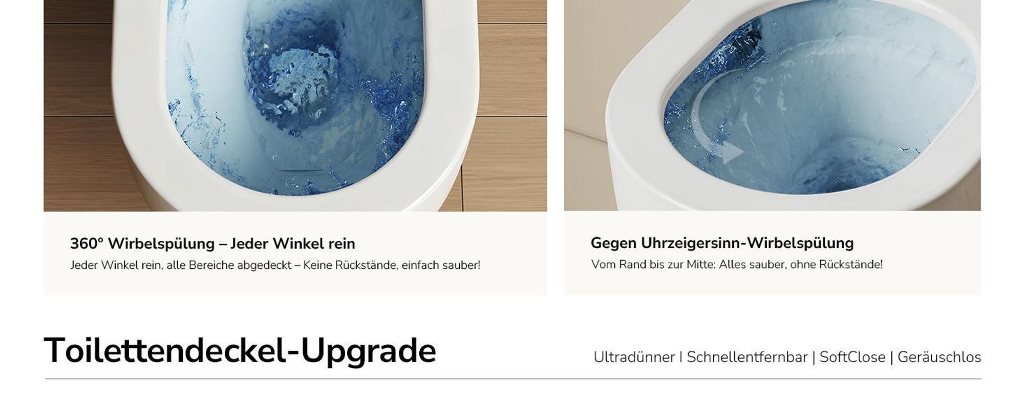 EMKE Hänge-WC Einloch Superspin Spülung 355x365x555mm Keramik Wassersparend Wandmontage Toilette mit Direktspülung Soft-Close Deckel Glänzendweiß