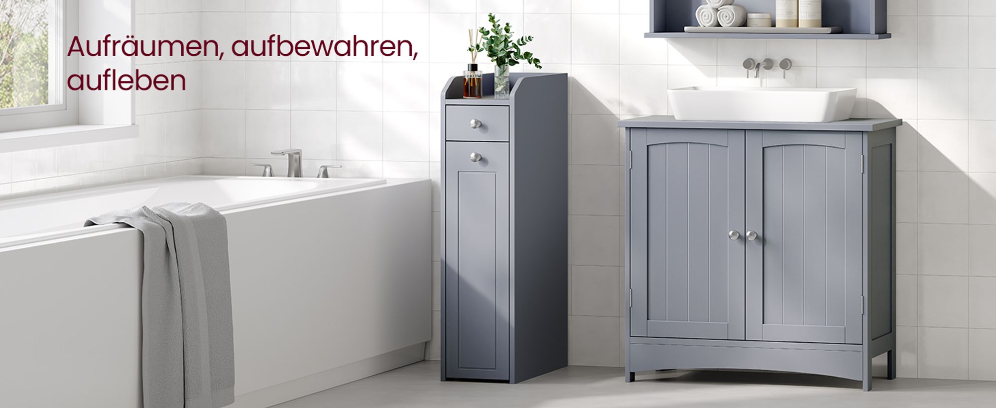 VASAGLE Badezimmerschrank klein, Toilettenschrank mit Schubladen