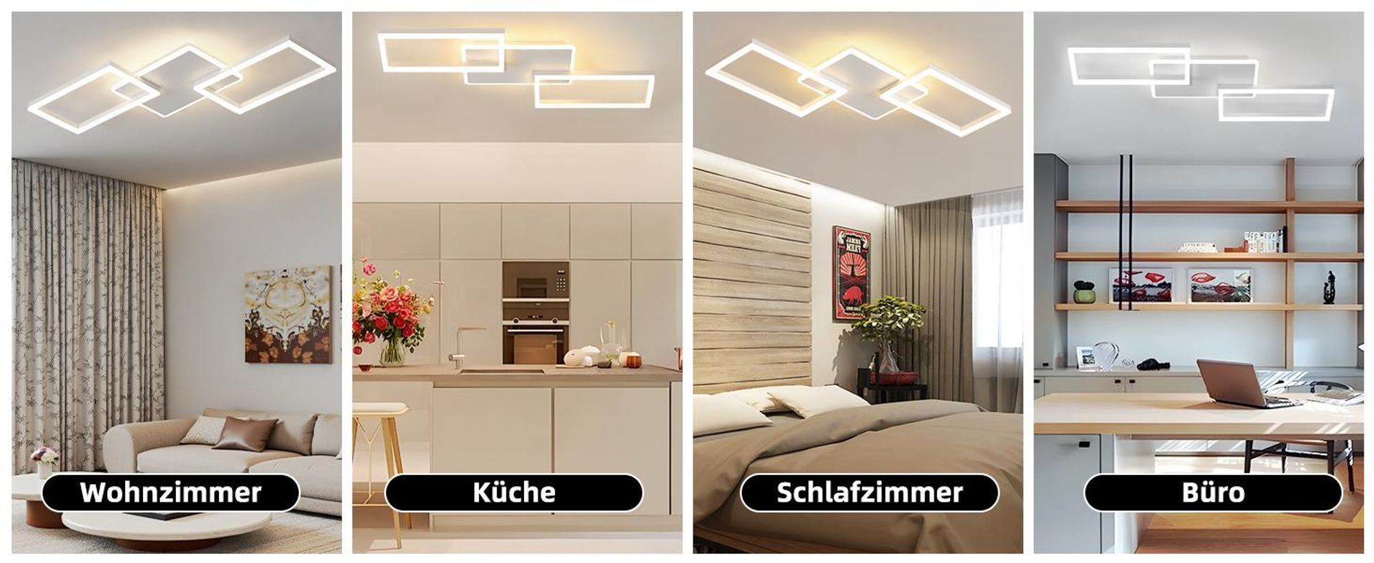 ZMH LED Deckenleuchte Deckenlampe 80CM Wohnzimmer Dimmbar mit Fernbedienung 63W Weiß Schlafzimmerlampe für Schlafzimmer Küche Esszimmer Büro