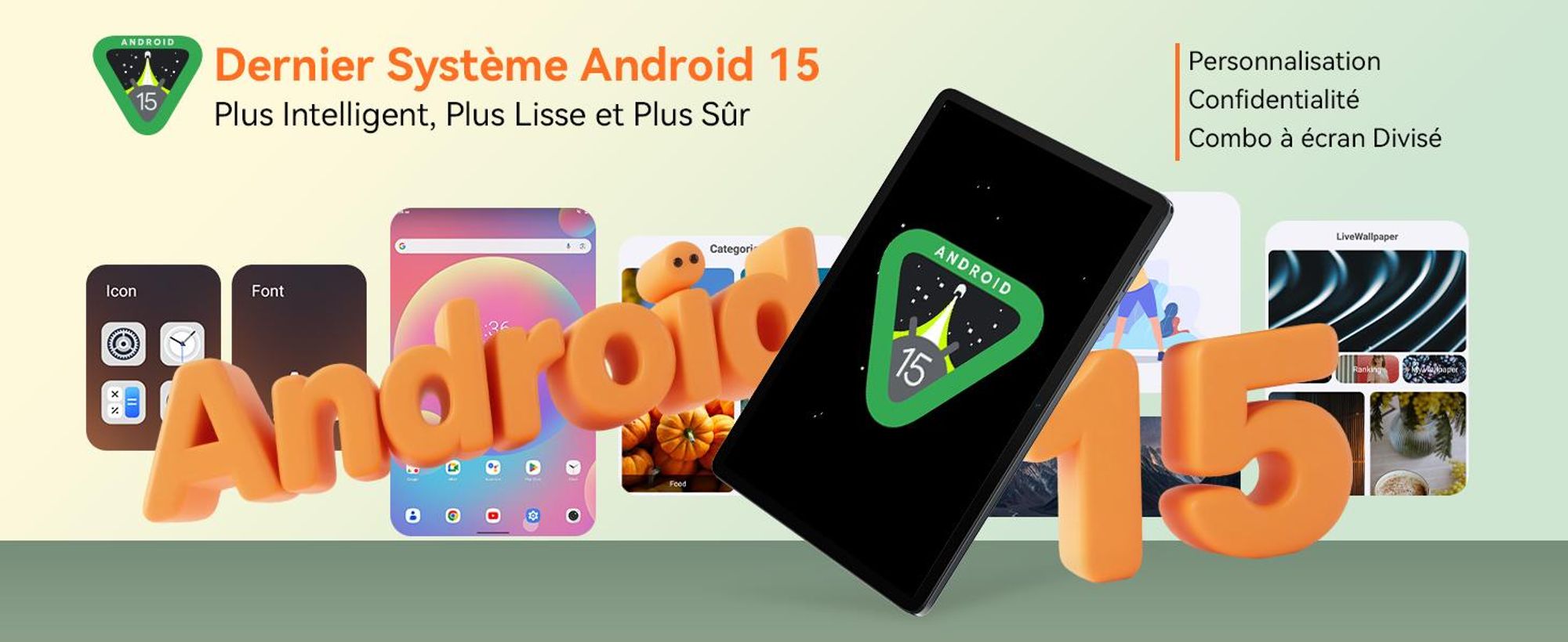 Tablette KINGRID Android 16 avec clavier, 24 (8+16) Go de RAM + 256 Go de ROM (2 To TF), tablette gaming 10 pouces, 5000 mAh, Gemini AI, Widevine L1, WiFi 5G, Face ID