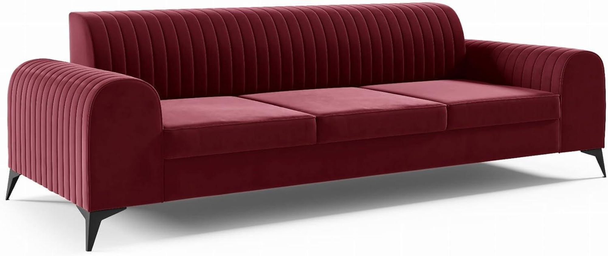 LIKMA Grau 3 Sitzer Samt Sofa Elsa 234x77x93 cm 3-er Couchgarnitur Hydrophobe Beschichtung Velvet Moderne Wohnzimmer Couch Velours Glamour Design Stoff Fresh 14
