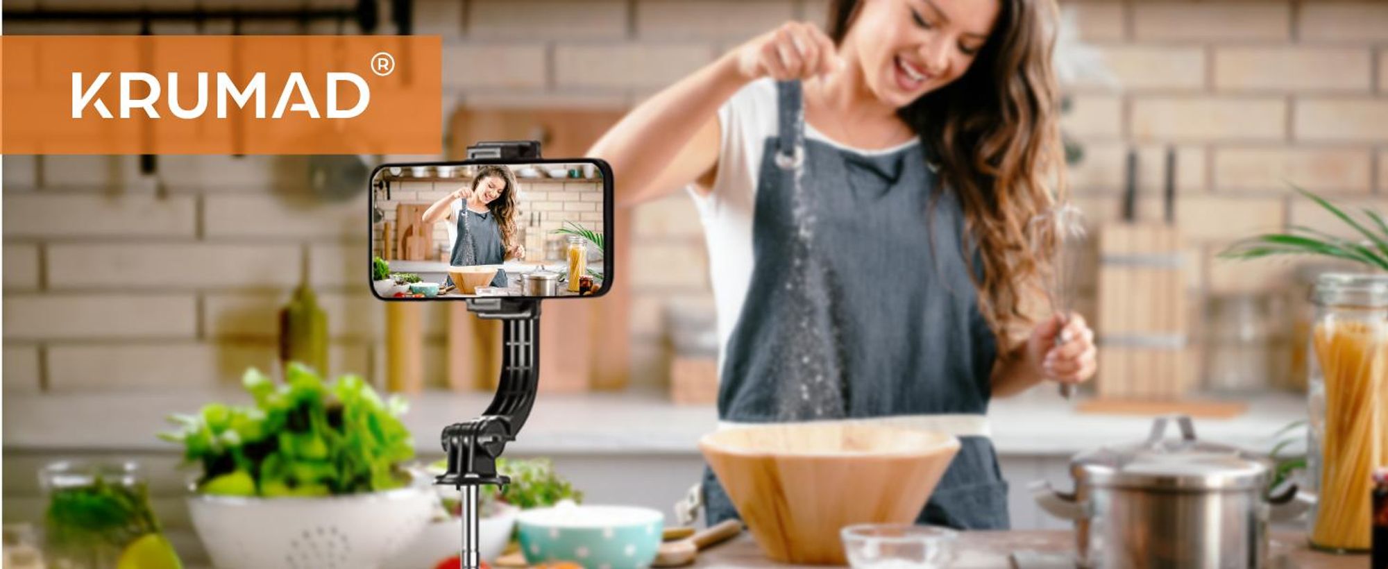 KRUMAD Handy Stativ mit Selfie Stick 170 cm – teleskopisches Smartphone Tripod aus Aluminium für iPhone & Android, Video, Vlog & Reisen