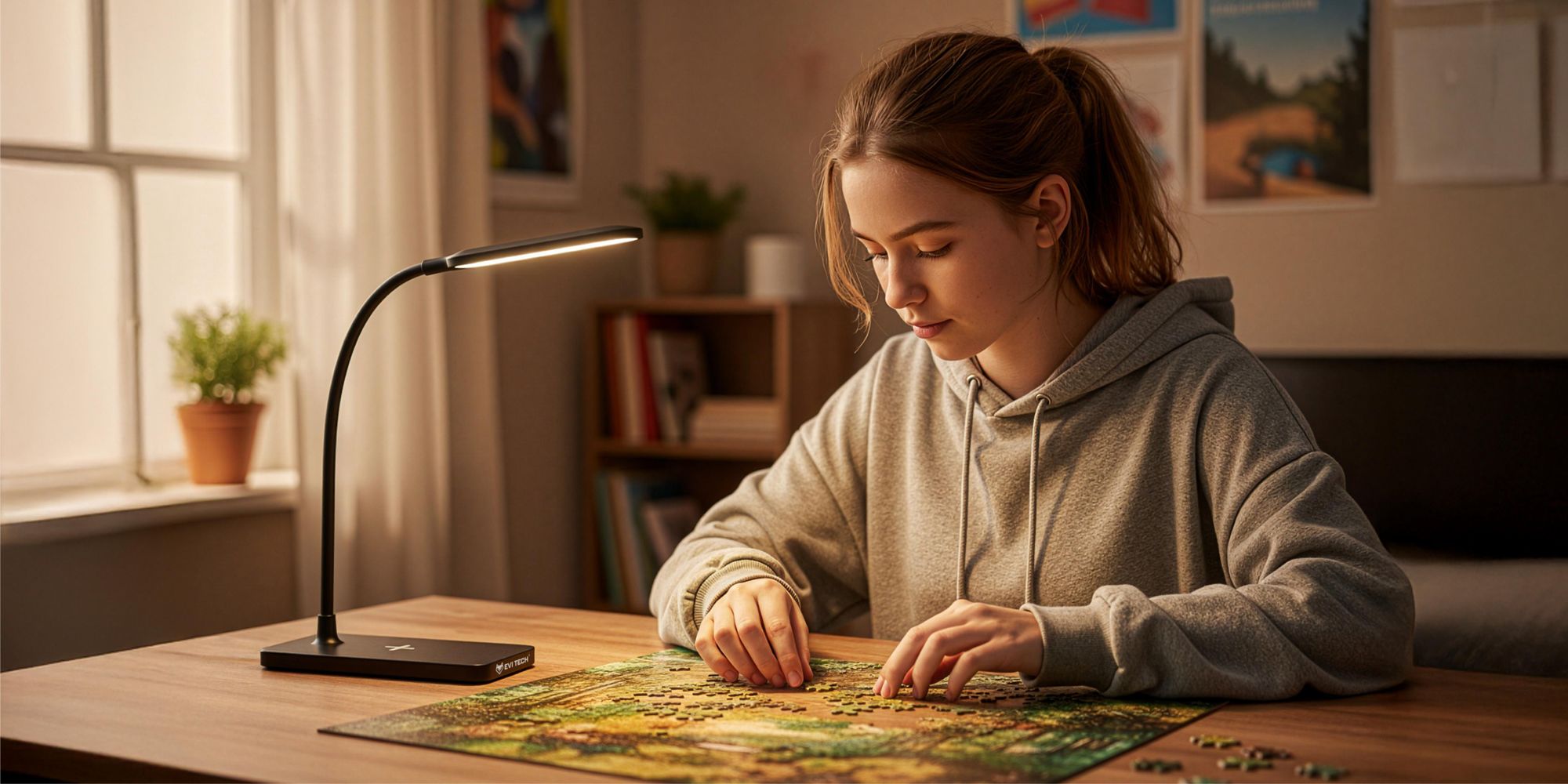 LED Schreibtischlampe Schwarz mit 15W Induktionsladegerät, Touch-Steuerung & 3 Lichtmodi, Nachttischlampe für Kinder & Büro, EVI TECH Qi Ladestation
