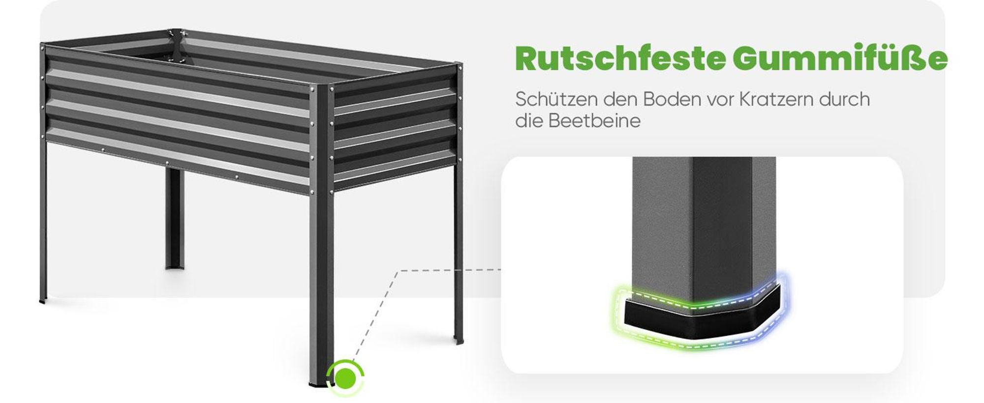 KING BIRD Hochbeet aus Metall, Frühbeet Bausatz Pflanzenbeet Pflanzkasten Blumenbett für Garten, Terrasse,Balkon, 181 kg Tragkraft, grau,120 x 60 x 80