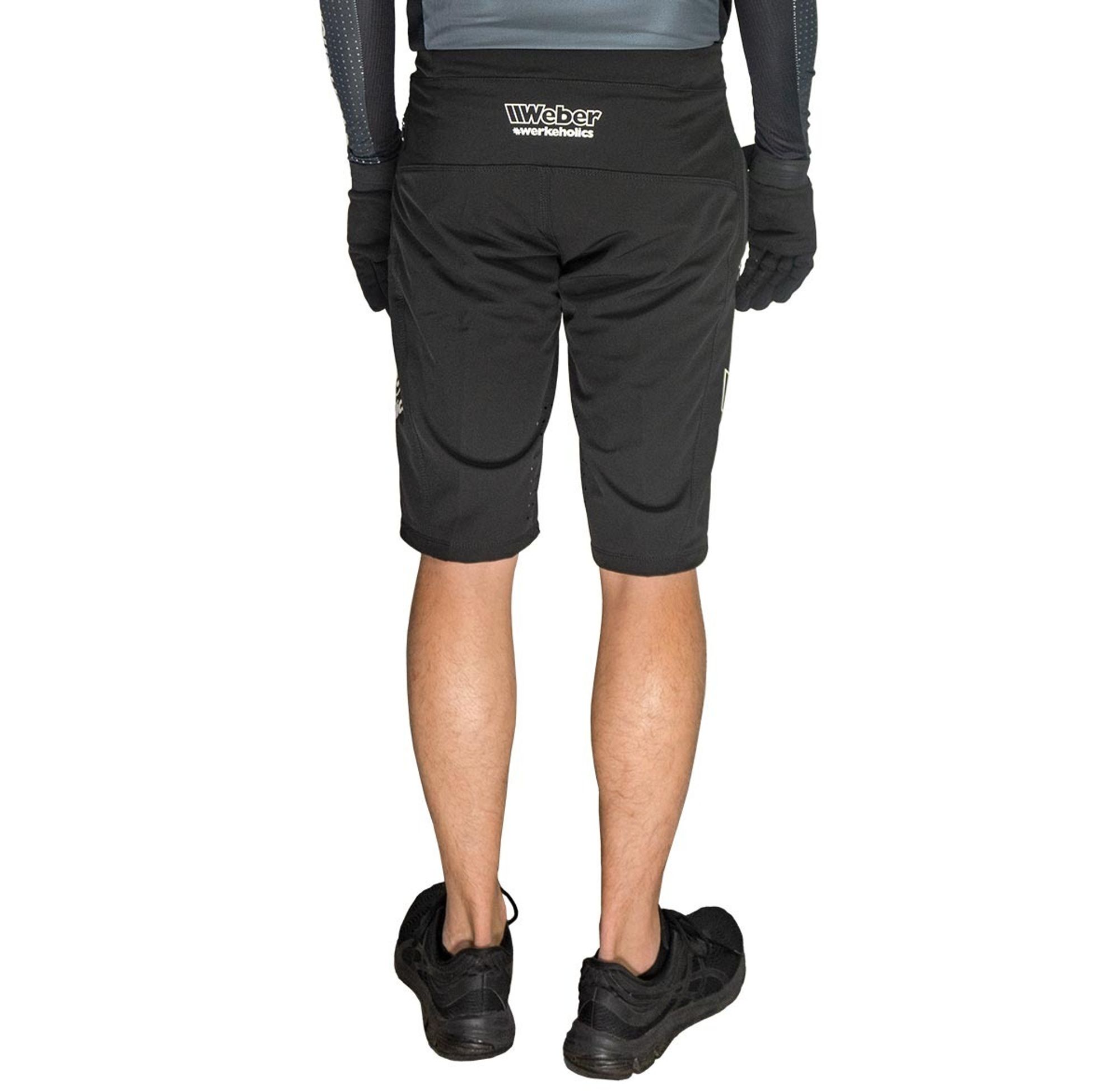 Weber #Werkeholics MTB Shorts 32 schwarz mit Taschen und Belüftungszonen mit Ratschenverschluss Stretch Fahrradhose kurz
