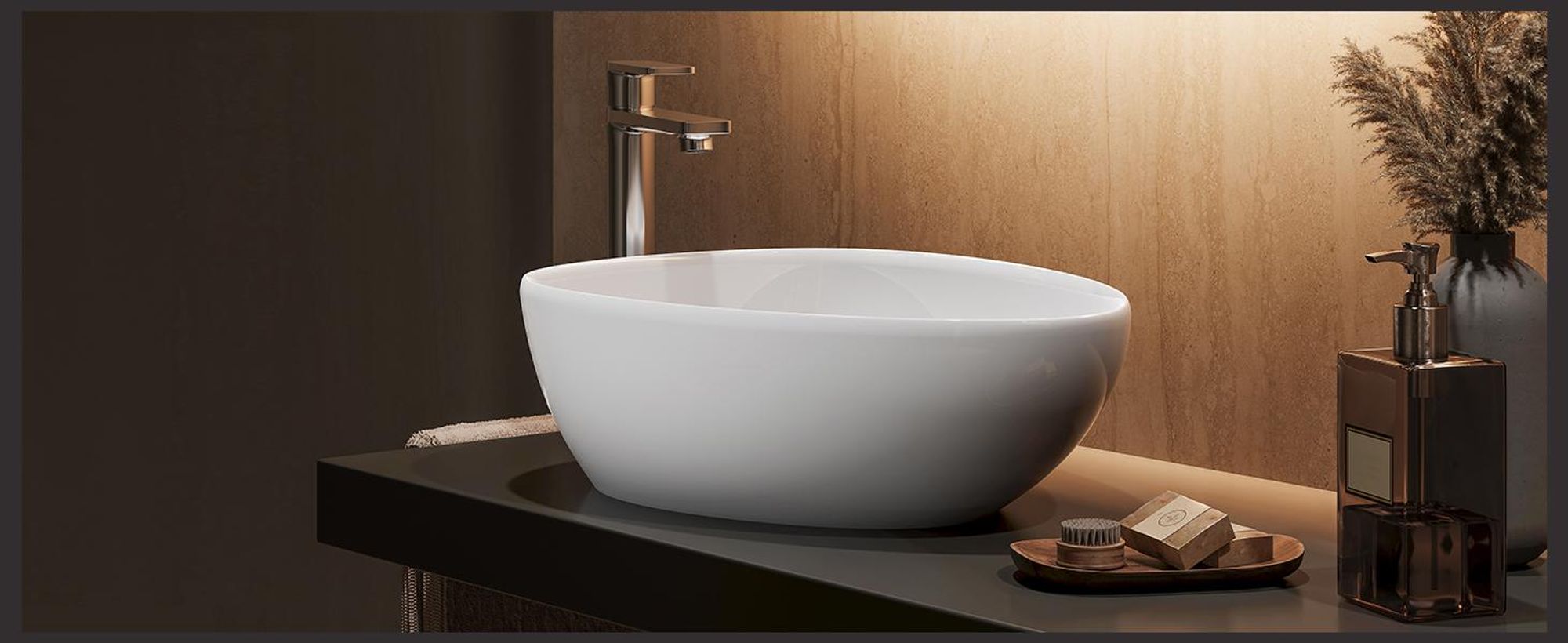 HOROW Oval Aufsatzwaschbecken, 47 x 35 cm Modern Waschbecken mit dünne Rand, Weiß Elegant Waschschale für kleine Badezimmer und Gäste WC