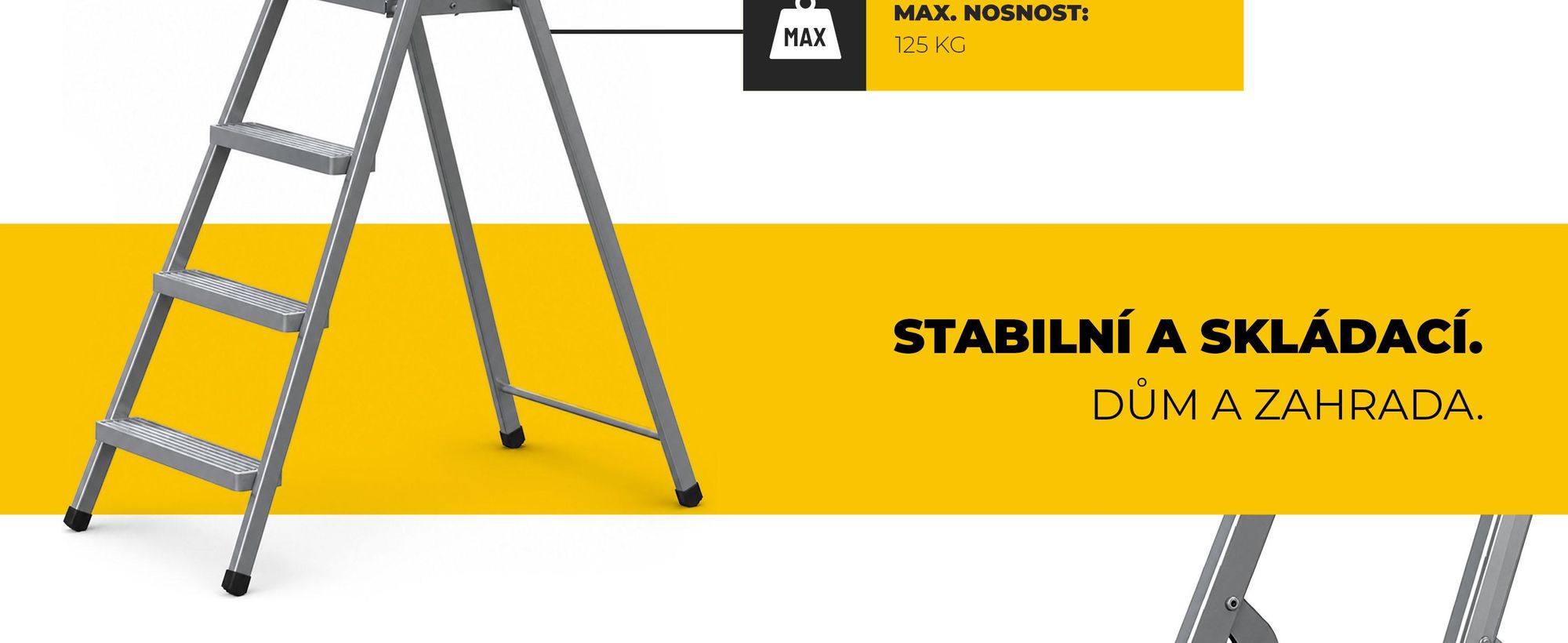 DRABEST | Ocelový žebřík - žebřík - domácí žebřík - žebřík 4 stupně - skládací žebřík - ocelový - univerzální - do 125 kg