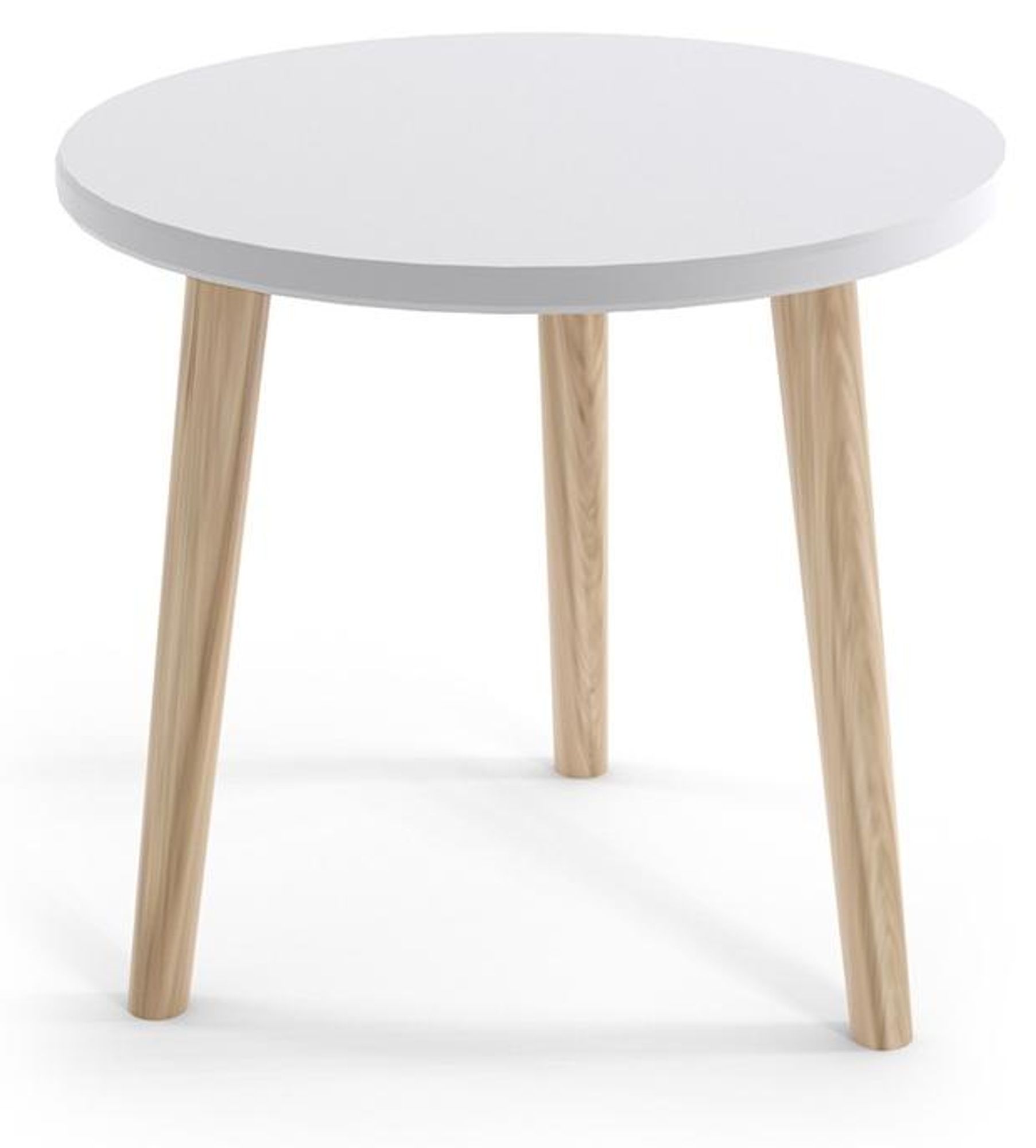 BETTSO Couchtisch Kaffeetisch Wohnzimmertisch runder Tisch auf drei Holzbeinen Beistelltisch für das Wohnzimmer 60 x 49 cm IKON Weiß