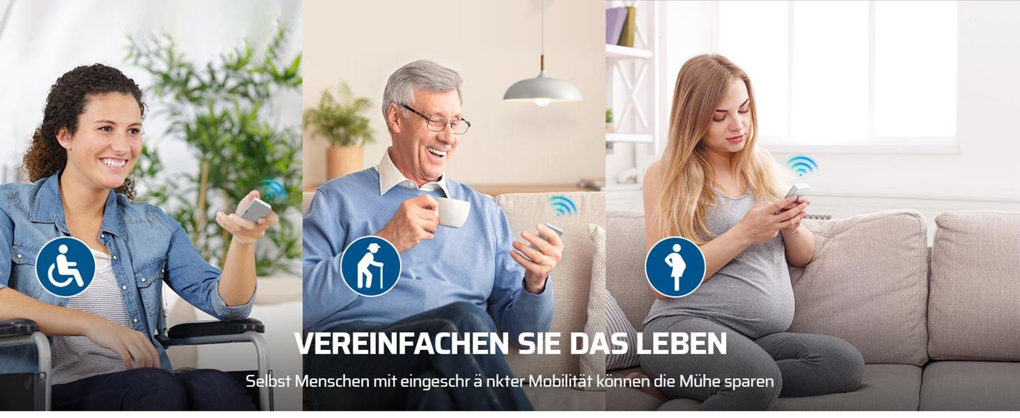 DEWENWILS Funkschalter 2er Set, Wandschalter, Funk Wandsender Licht, 3000W, Weiß
