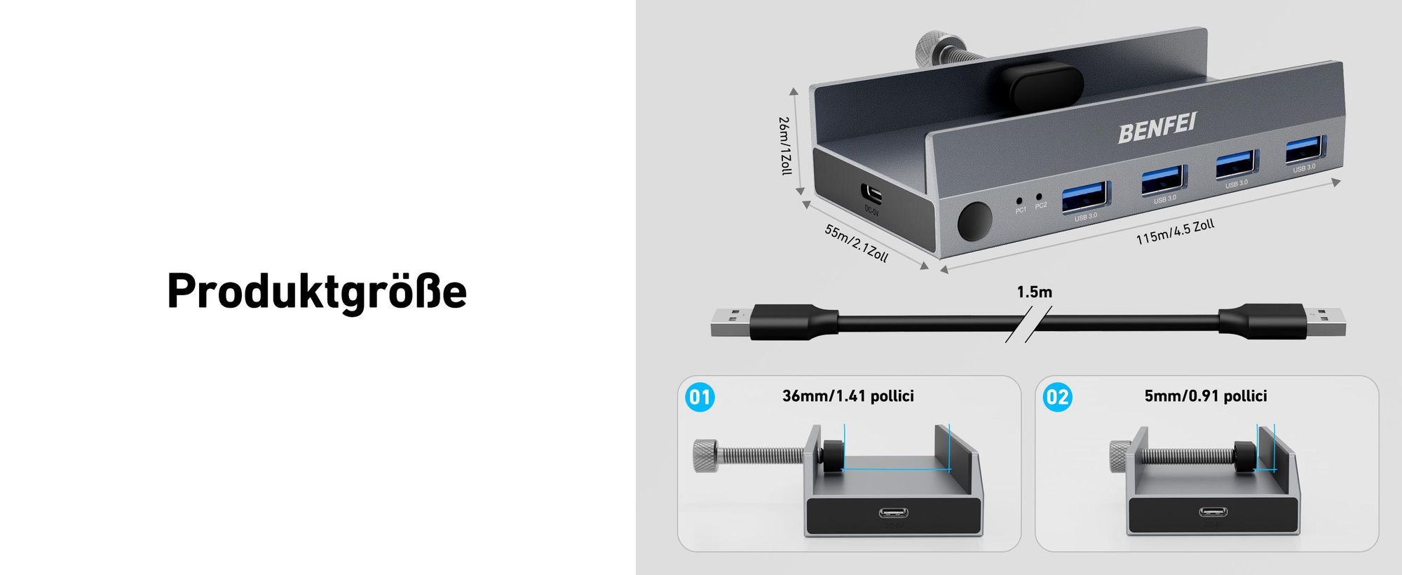 BENFEI KVM-Switches USB 3.0 HDMI KVM Switch 8K 60Hz 4 Port USB