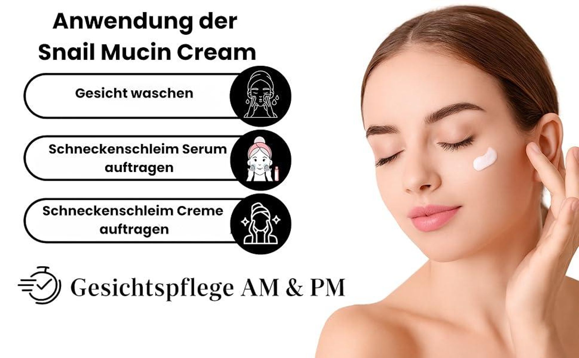CallistaÉVA Snail Mucin Cream – Frau hält Schneckenschleim Gesichtscreme 50 g
