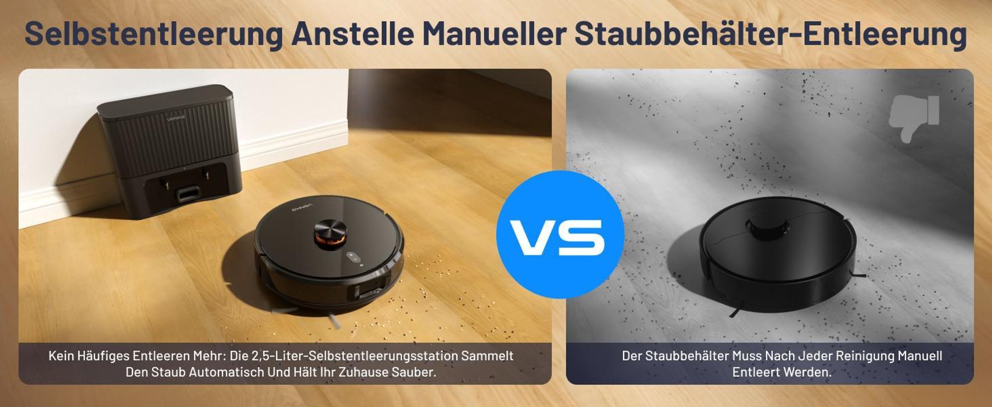 VONKO S6 Pro Saugroboter mit Wischfunktion, Saugroboter mit Absaugstation, 8000Pa Saugkraft, LiDAR-Navigation, 180 Min Laufzeit