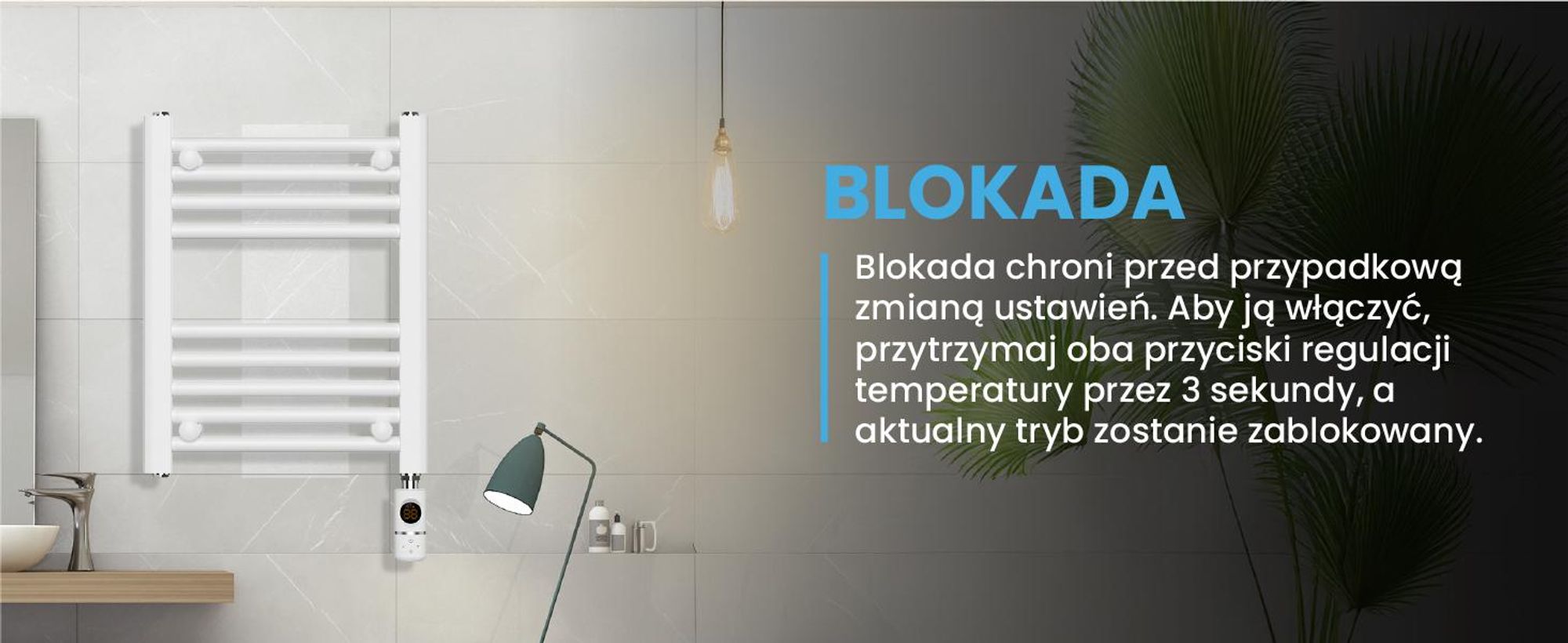 Grzejnik łazienkowy z termostatem do suszenia ręczników na ścianę