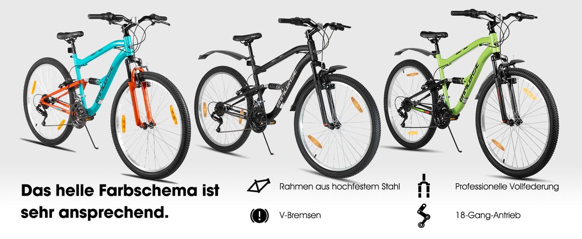 Hiland 26 Zoll Vollfederung Herren Damen Mountainbike, 18 Speed MTB Fahrrad, Mountainbike für Männer Frauen Jugendliche, Blau