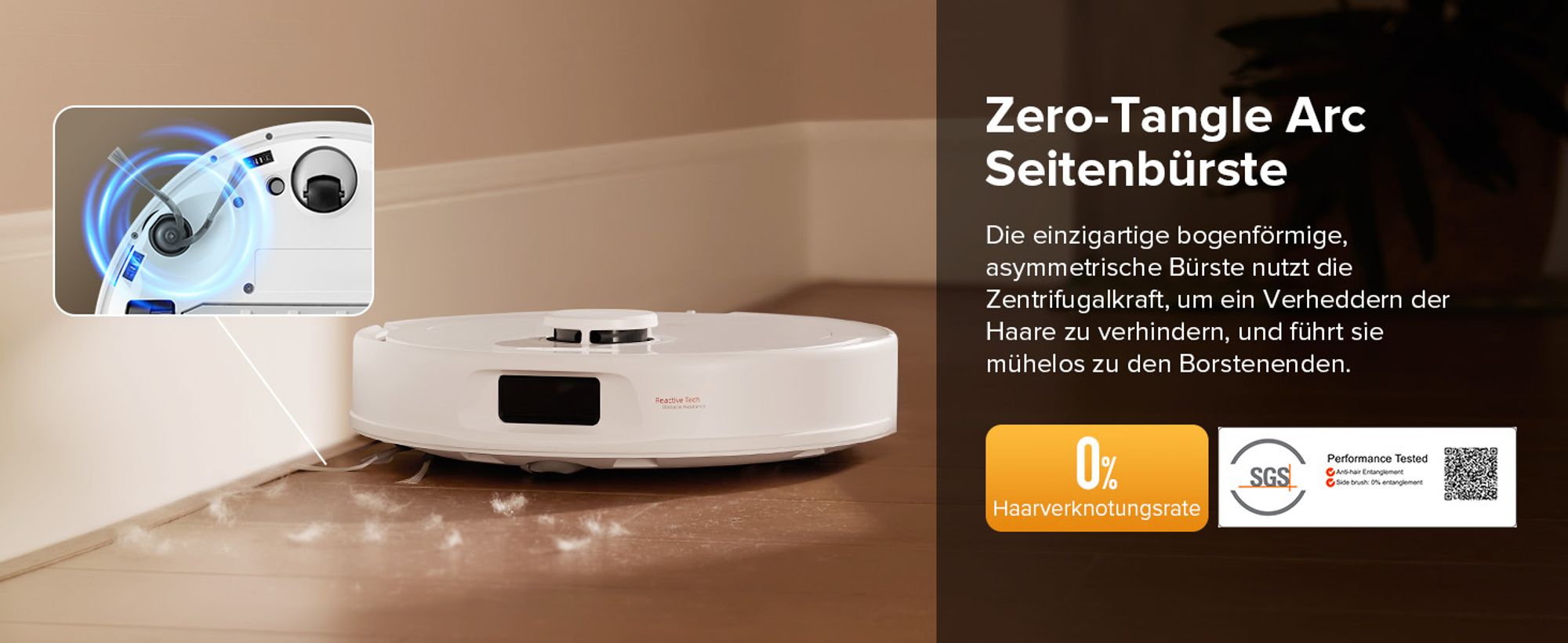 Roborock QV 35S Staubsauger Roboter, 10.000 Pa Saugroboter (Upgrade von Qrevo Plus), Anti-Tangle-Bürsten, Anhebbare Schleudermopps (Weiß)