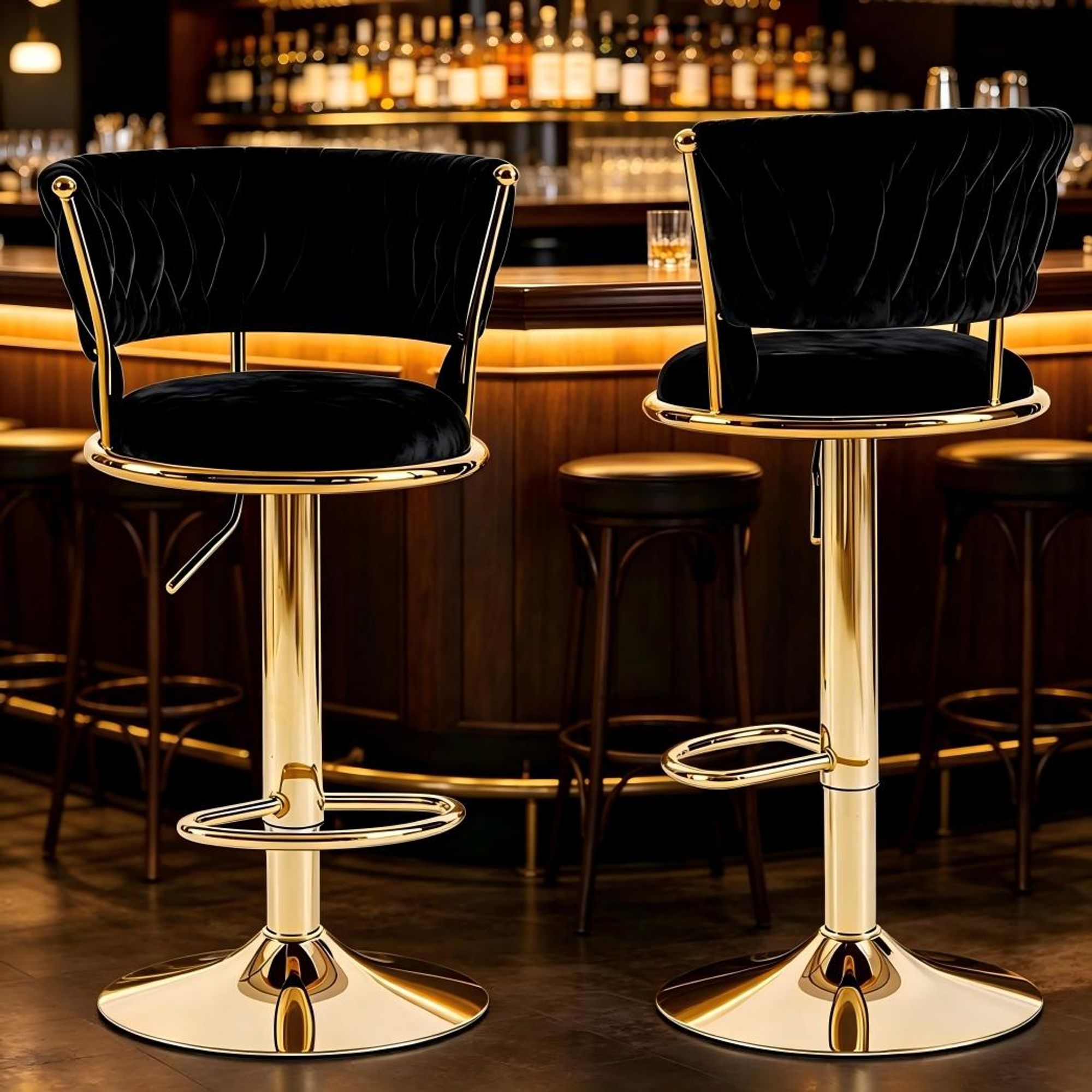 2er Barhocker Barstuhl Tresenhocker Bistrohocker Küchenhocker Loungesessel Esszimmerstuhl, Schwarz
