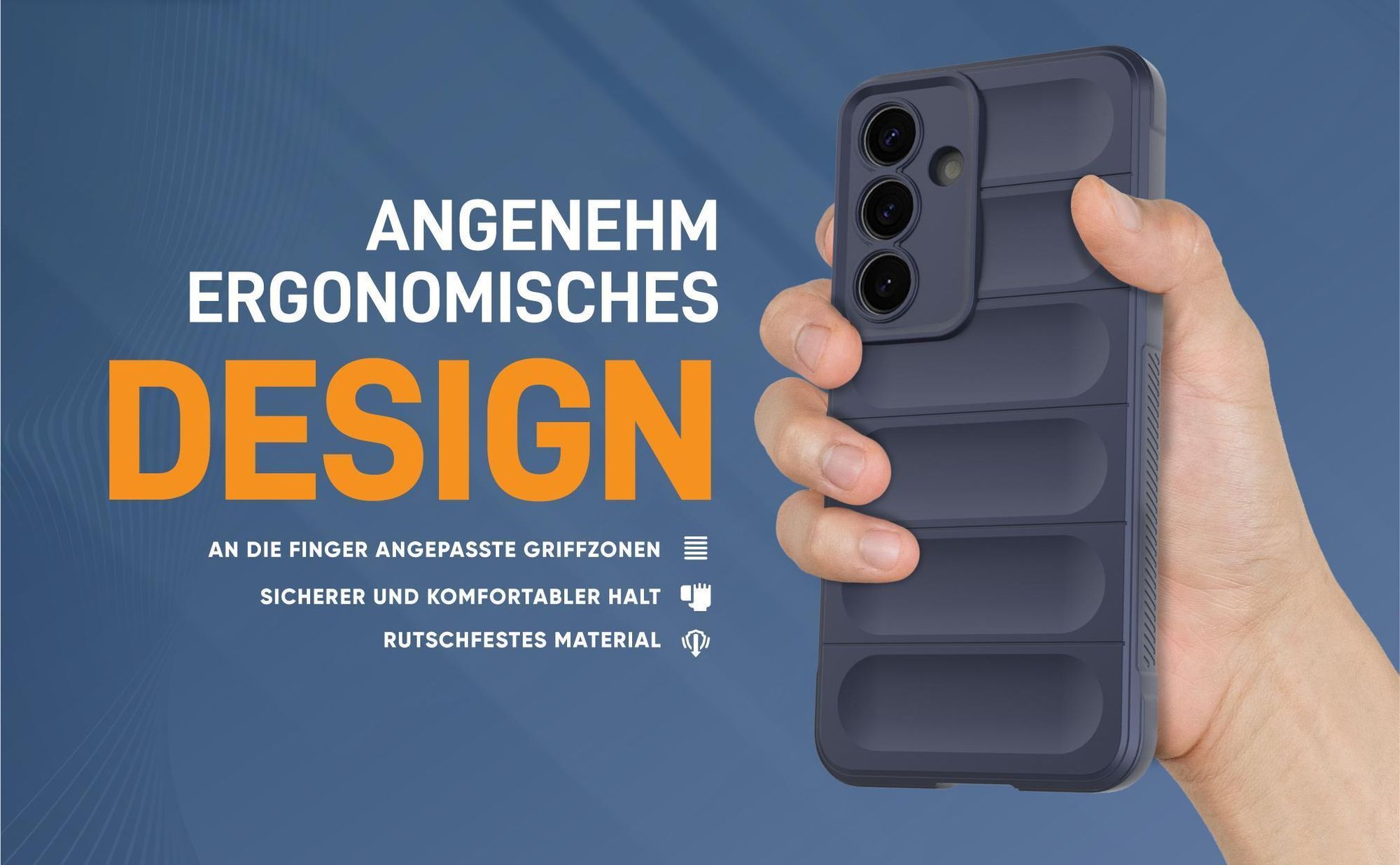 Blaue rutschfeste Hülle für Samsung Galaxy S25 mit weichem Mikrofaser Inlay