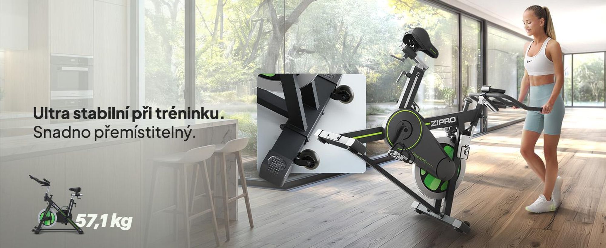 Zipro Domáce cvičebné kolo Dynamite – Magnetické fitness kolo pre domáce použitie Tiché domáce cvičebné kolo s nastaviteľným sedadlom LCD displej Kompaktné a stabilné