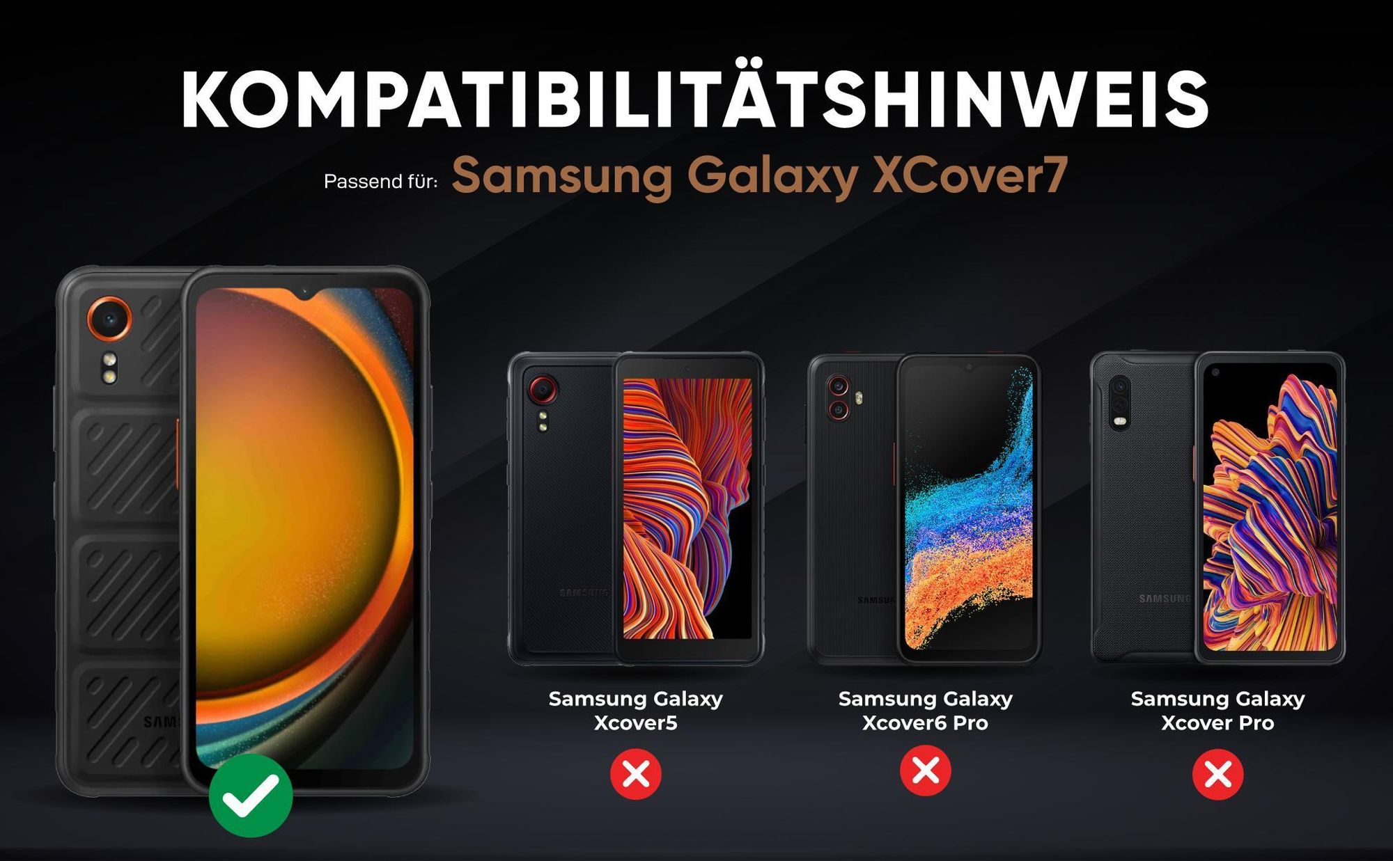 Kompatibilitätshinweise Hülle für Samsung Galaxy Xcover7
