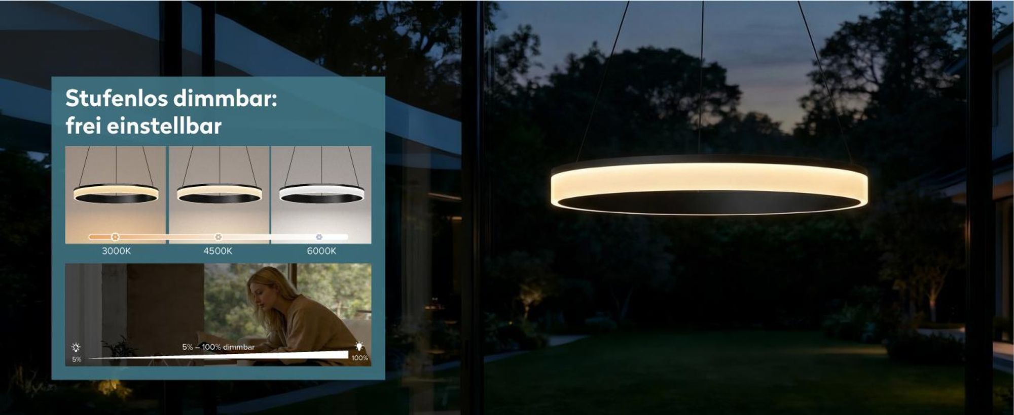 doporro Moderne LED Pendelleuchte – 60cm Dimmbare Esszimmerlampe hängend mit App & Fernbedienung, 3000–6000K, CRI≥95, höhenverstellbar Gold Luvina02