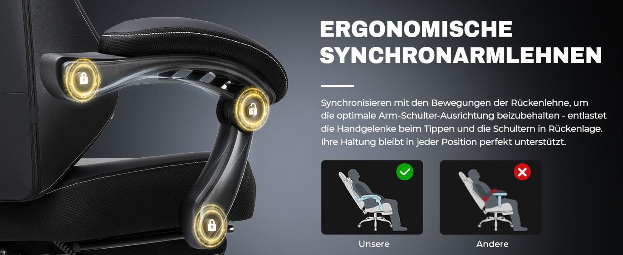 GTPLAYER Gaming Stuhl, Ergonomischer Gamer Sessel mit Fußstütze, Bürostuhl Höhenverstellbar mit Kopf- und Lendenkissen,Drehstuhl aus Kunstleder schwar