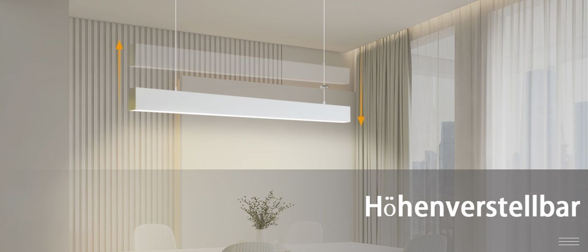 ZMH Hängeleuchte Esstisch LED Pendelleuchte Dimmbar Modern Lang Esstischlampe Weiß Bürolampe mit Fernbedienung Höhenverstellbar Wohnzimmer Esszimmer
