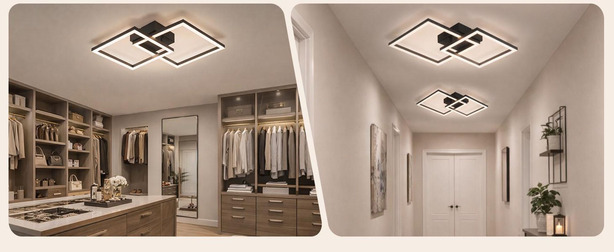 ZMH Plafonnier LED Lampe de plafond Cuisine 20W Noir Lampe de chambre 4000K Blanc neutre Lampe de cuisine Couloir Éclairé carré pour chambre à coucher Bureau