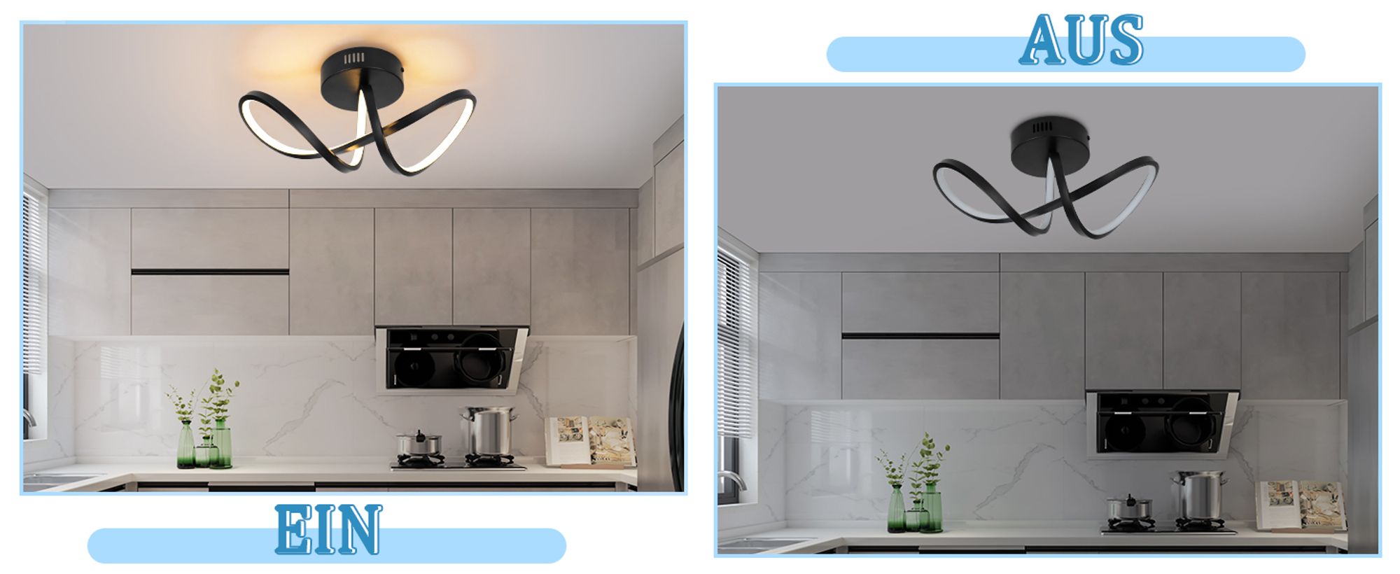 ZMH Deckenleuchte Wohnzimme Deckenlampe Schlafzimmer Modern Wohnzimmerlampe Schwarz 12W Design Küchenlampe 3000K Warmweiß Innen Deckenbeleuchtung LED