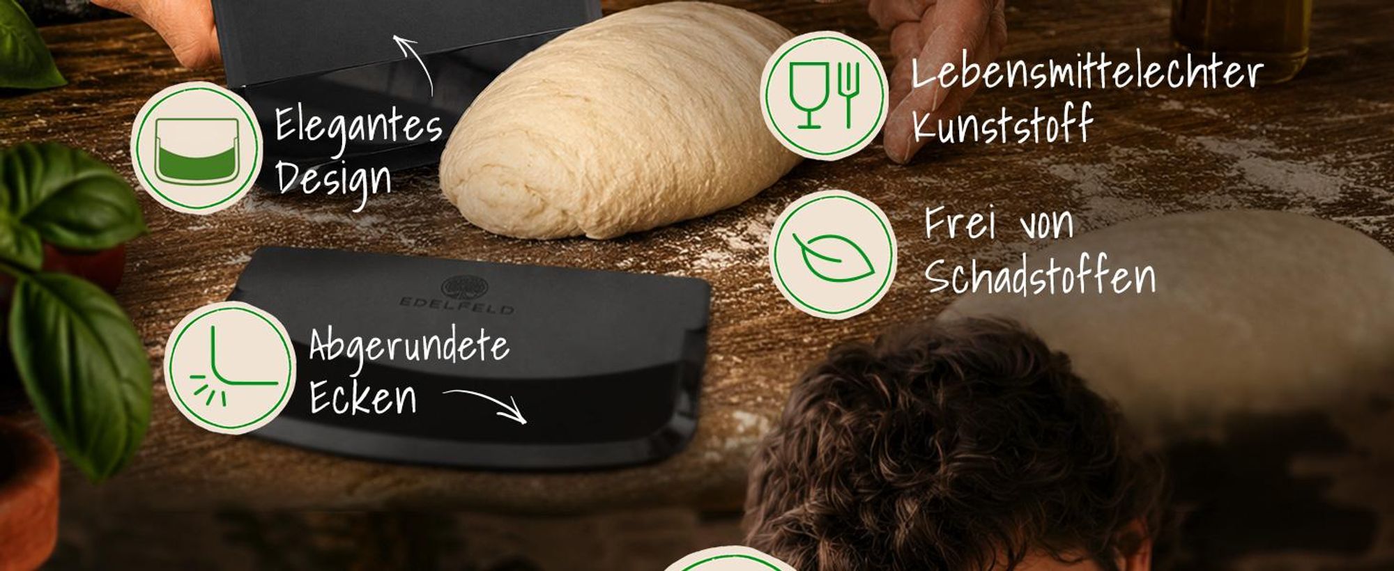EDELFELD – Teigschaber [2er Set] Praktische Teigkarte zum Brot Formen – Flexibler Teigschaber & Teigspachtel zum Brot backen, portionieren – Zubehör