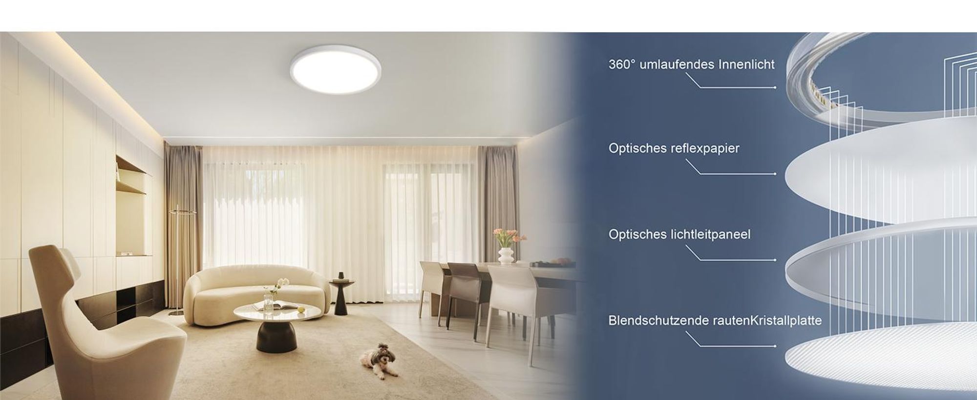 ZMH LED plafondlamp, 24W, plat, diameter 30cm, rond, witte plafondverlichting, geschikt voor slaapkamer, hal, badkamer, keuken en woonkamer. Kleurtemperatuur: 3000K