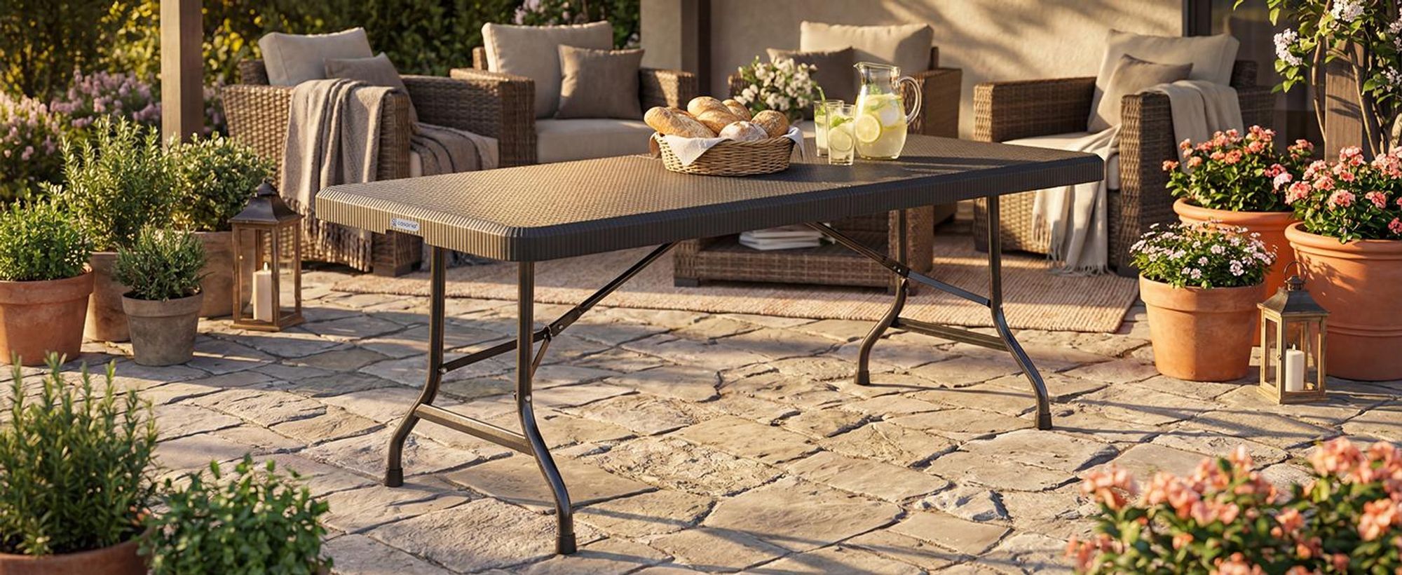 Casaria® 2X Campingtisch 180x75cm Klappbar Wetterfest Tragbar Kunststoff Garten Terrasse Camping Balkontisch Klapptisch Buffettisch Buffettisch Weiß