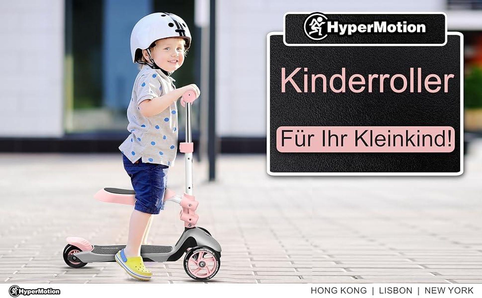 Multifunktionaler 3in1 Roller für Kleinkinder, ab 1 Jahr, Rosa