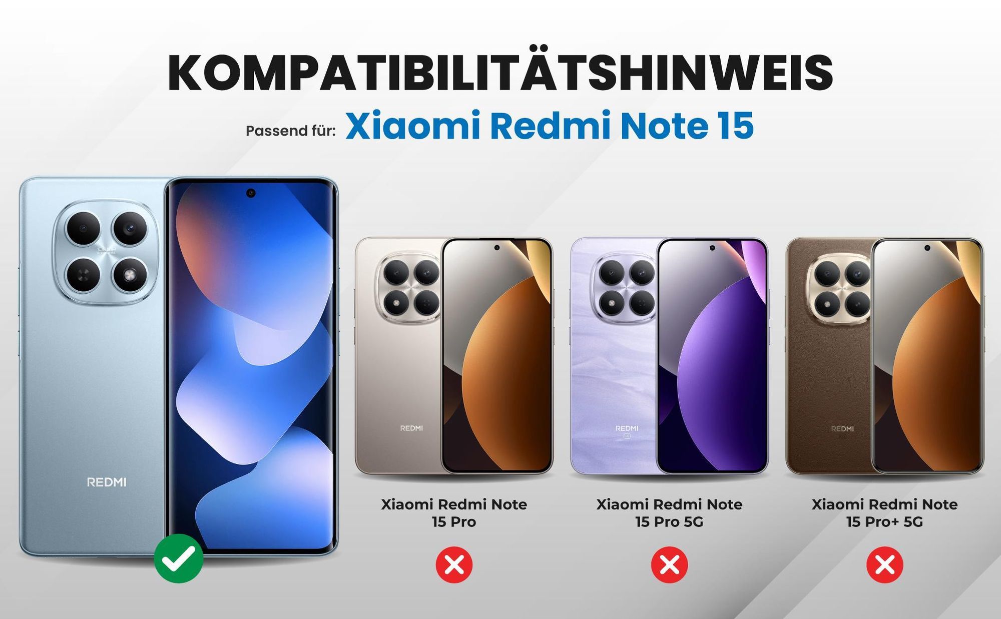 Kompatibilitätshinweise Hülle für Xiaomi Redmi Note 15