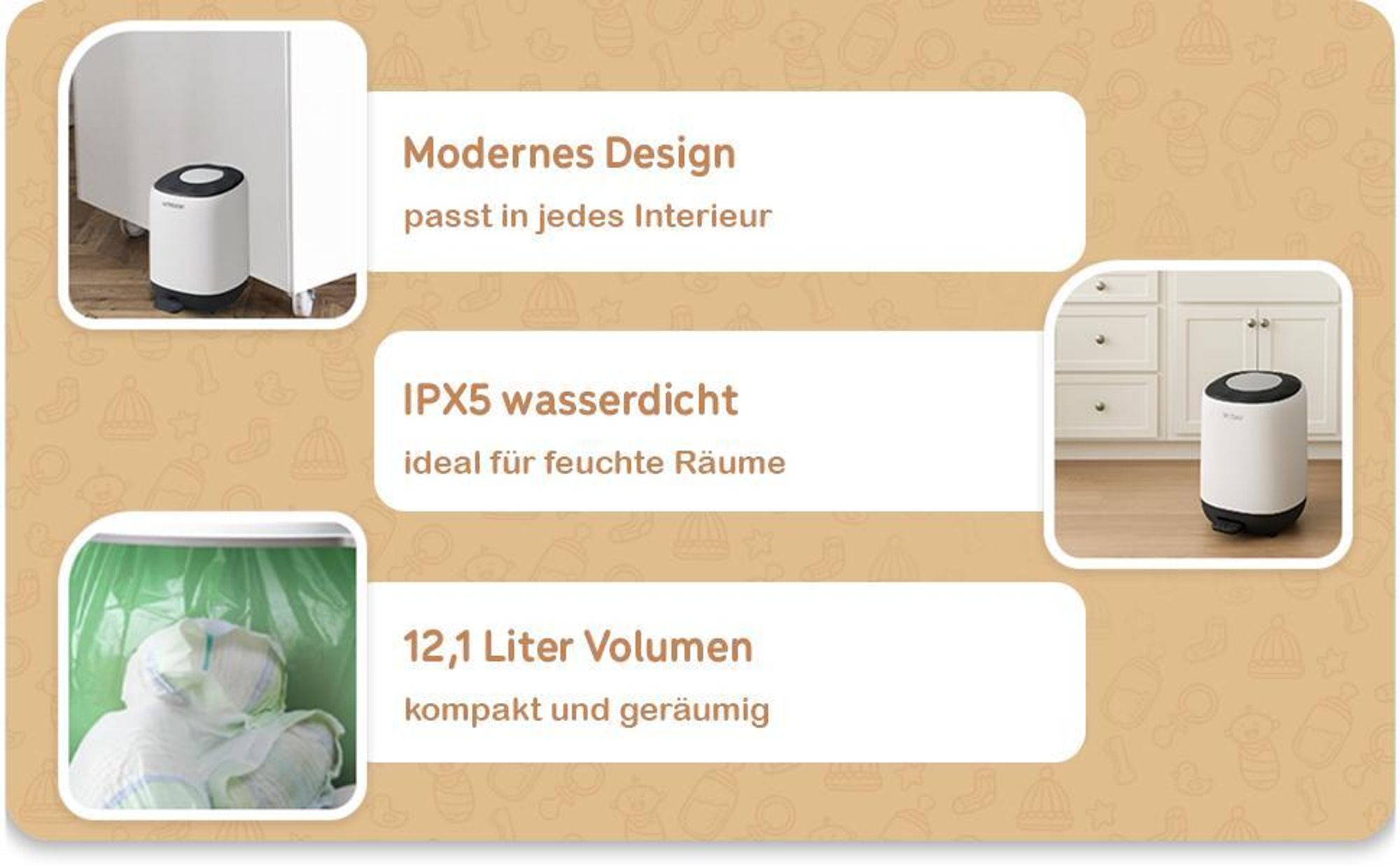 Windeleimer v2 - Twinky - Fassungsvermögen 16L - Wasserdicht - Schwarz
