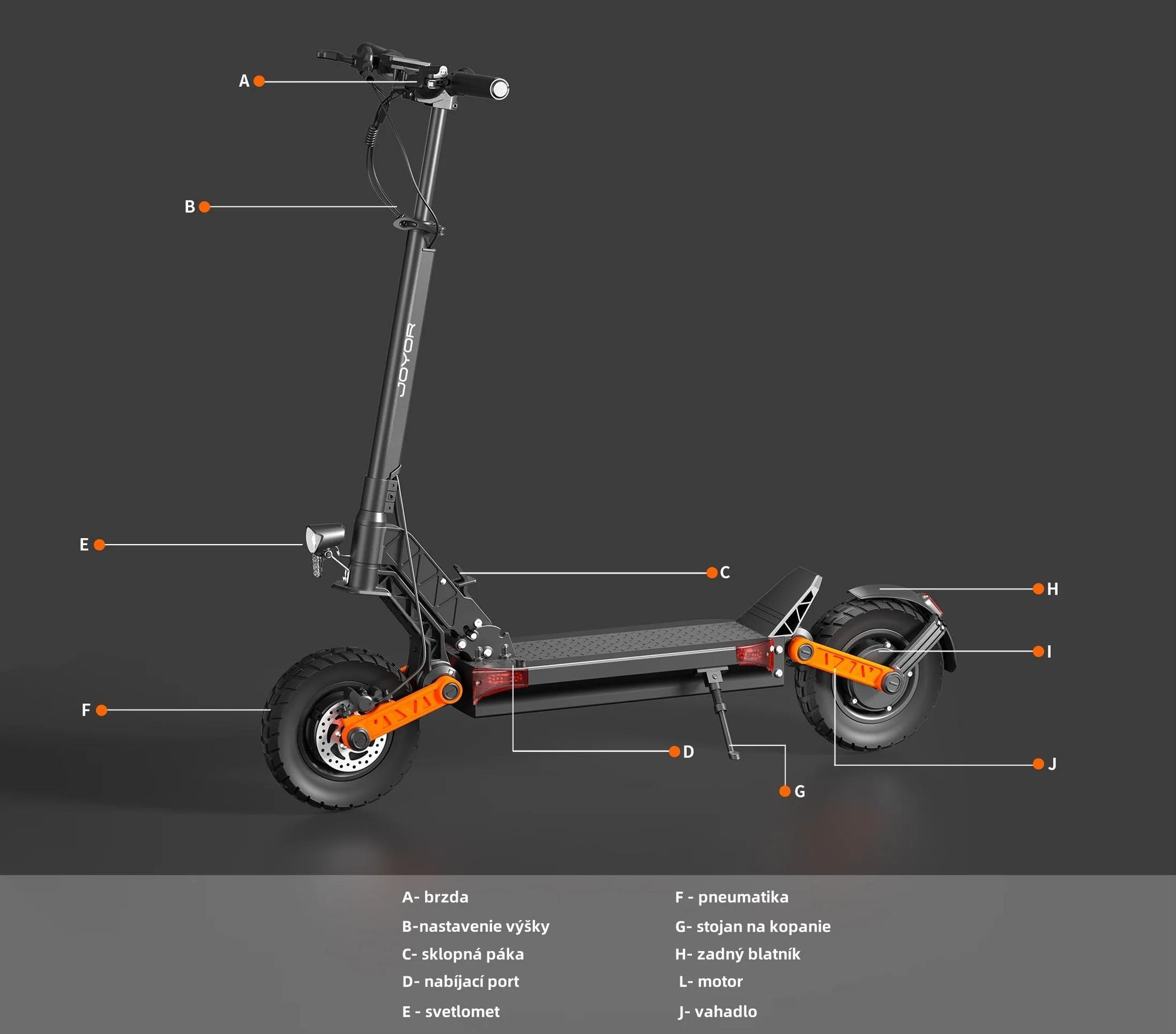JOYOR S10-S-Z Dvojitý Motor Skladateľný Elektrický kolobežka - 1000W*2 Motor 60V18AH Batéria 10-palcové Pneumatiky Hydraulické Brzdy - Čierna