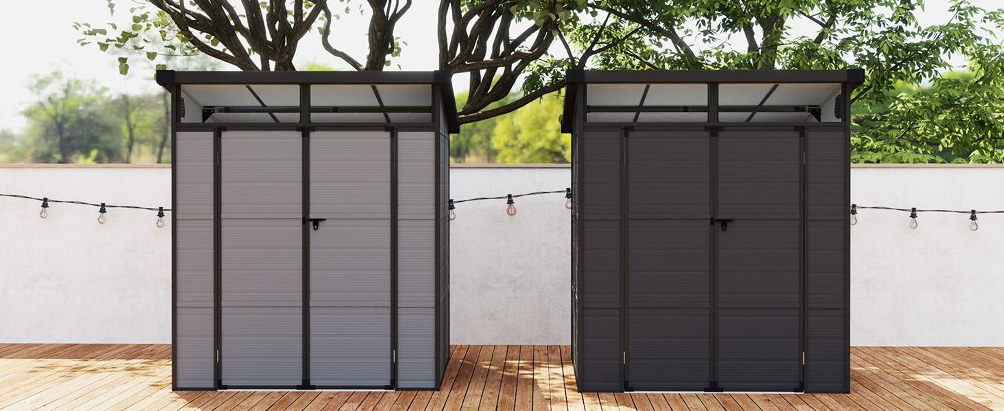 Szopa narzędziowa Outsunny 3,24 m³, plastikowa szafka 190 x 191 x 215 cm ze spadzistym dachem, zewnętrzna szopa ogrodowa z zamykanymi drzwiami, domek ogrodowy, odporna na warunki atmosferyczne szopa narzędziowa do użytku na zewnątrz, na podwórko, jasnoszara