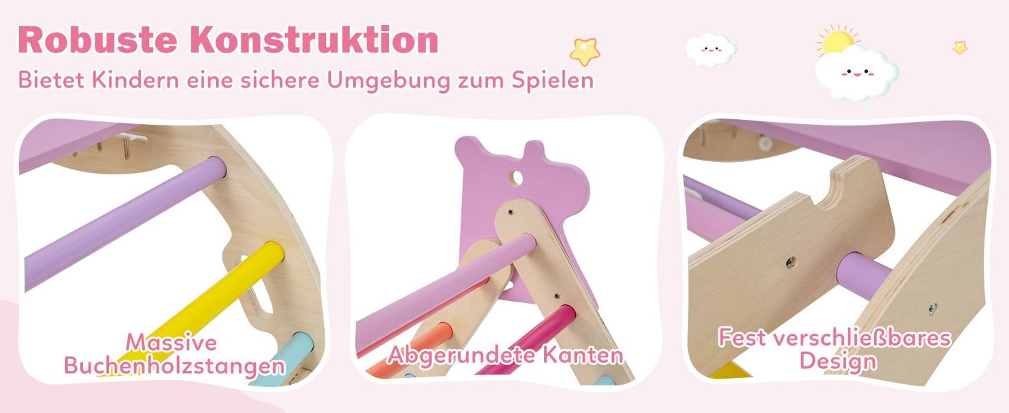 COSTWAY Klettergerüst Indoor 4er Set, klappabre Kletterdreieck mit Rutsche, Kletterbogen, Netz, doppelseitige Rampe, Baustein Set&2 Autos für Kinder1+