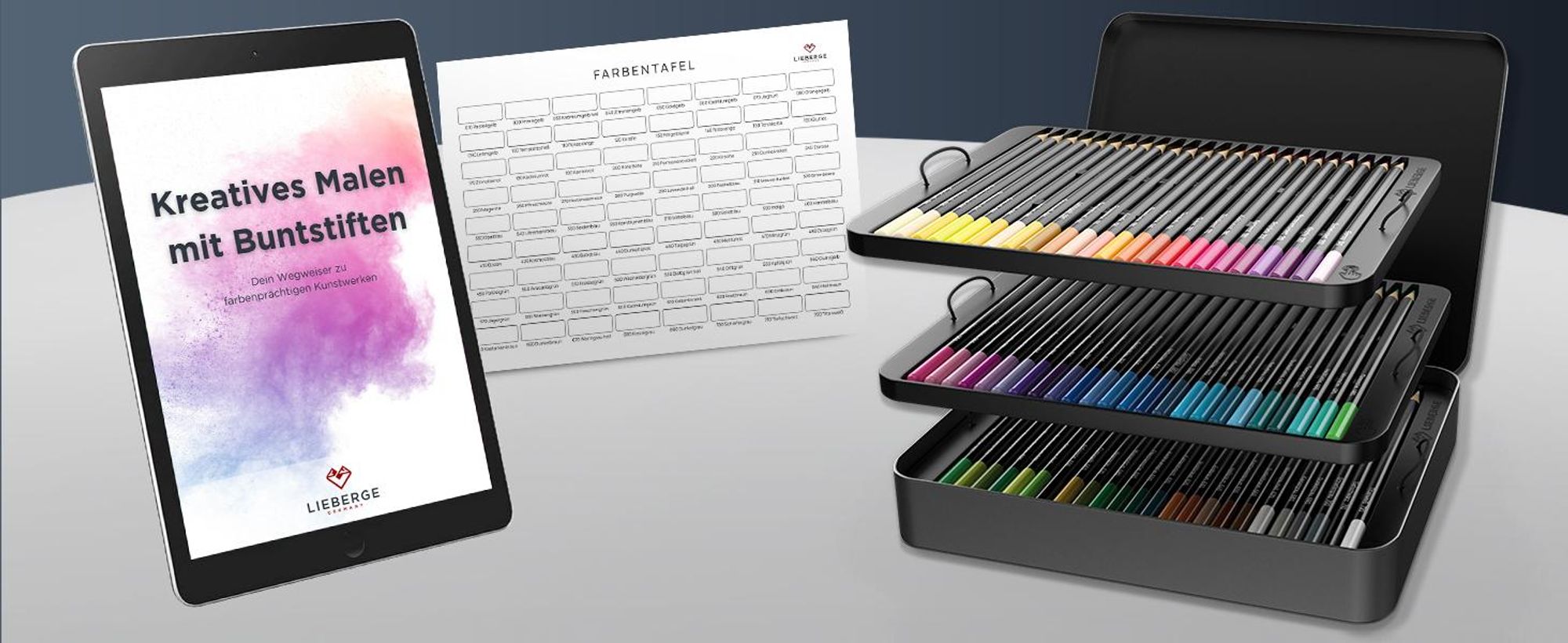 LIEBERGE Premium Buntstifte Set in Metallschatulle – 72 Farben – hochpigmentierte Colored Pencils – bruchstabil, weiche Farbabgabe | Malstifte
