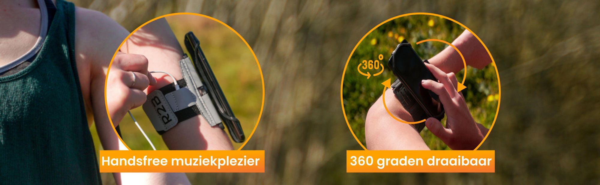 R2B Hardloop Telefoonhouder t/m 6,5 inch – 360° Draaibaar – Zwart