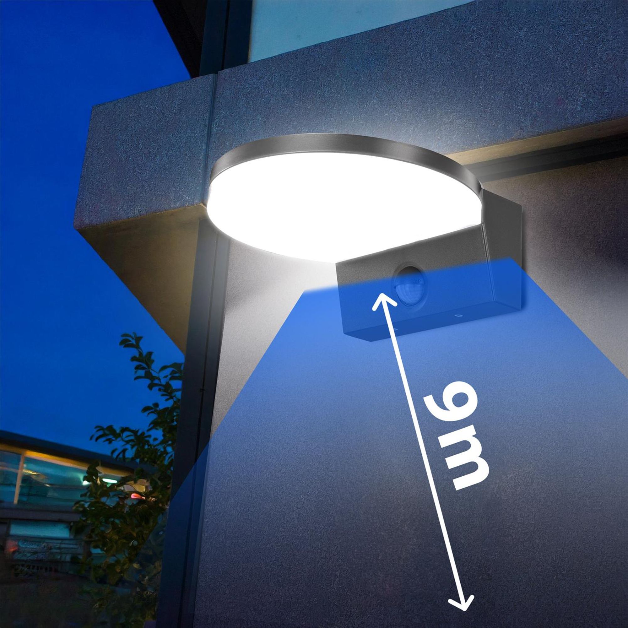 2x Maclean LED-Leuchte mit Bewegungsmelder PIR-Bewegungsmelder Farbe: Schwarz 15 W IP65 1560 lm Lichtfarbe: Neutralweiß (4000 K) MCE344 B