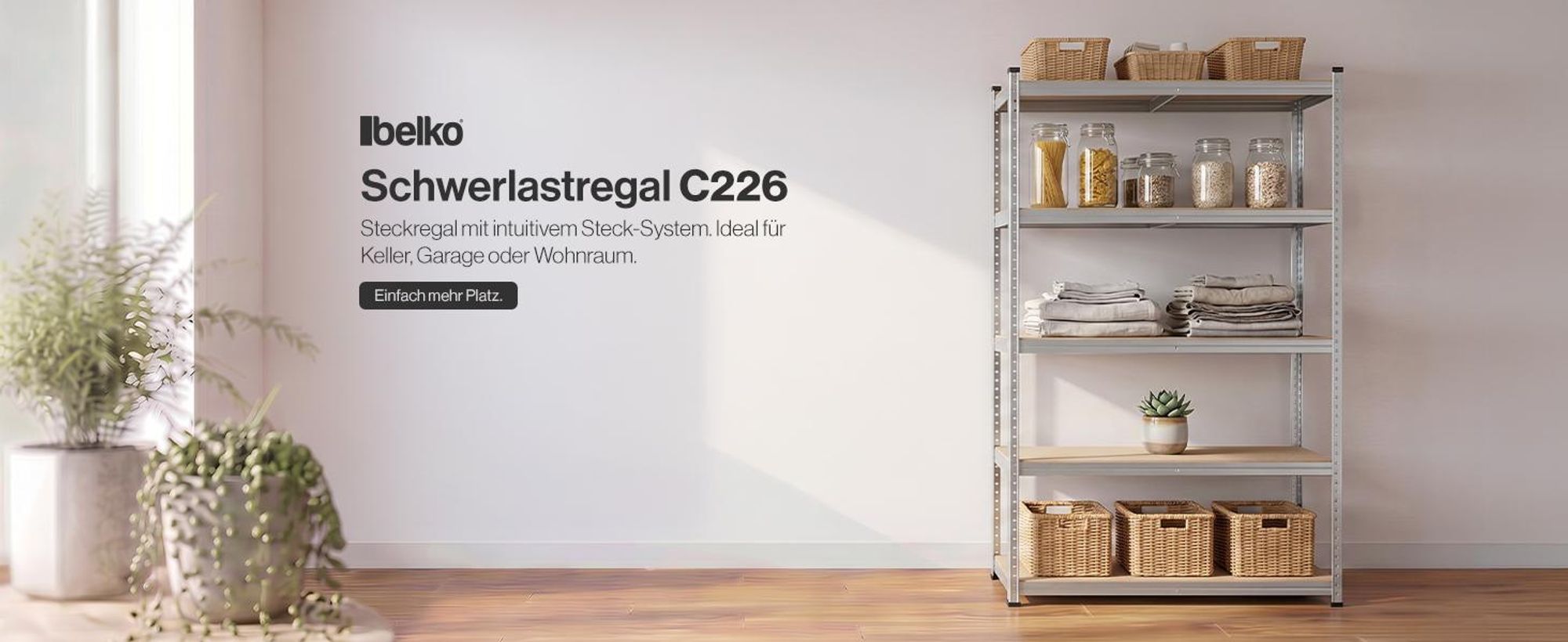 Steckregal Werkstattregal 2000x1200x600 mm, 5 Ebenen, Farbe verzinkt, Traglast gesamt 900 kg, Kellerregal Schwerlastregal Metallregal Lagerregal