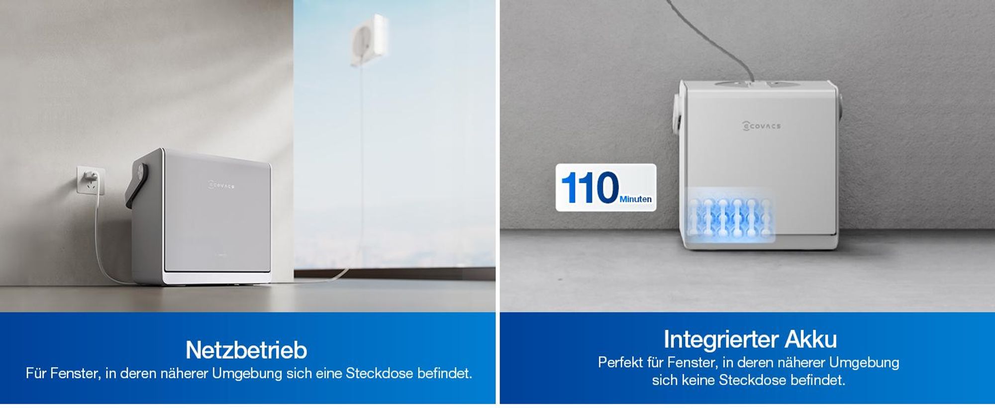 ECOVACS WINBOT W2S OMNI Fensterputzroboter mit Multifunktionsstation mit 1L Original Fensterreinigungsflüssigkeit