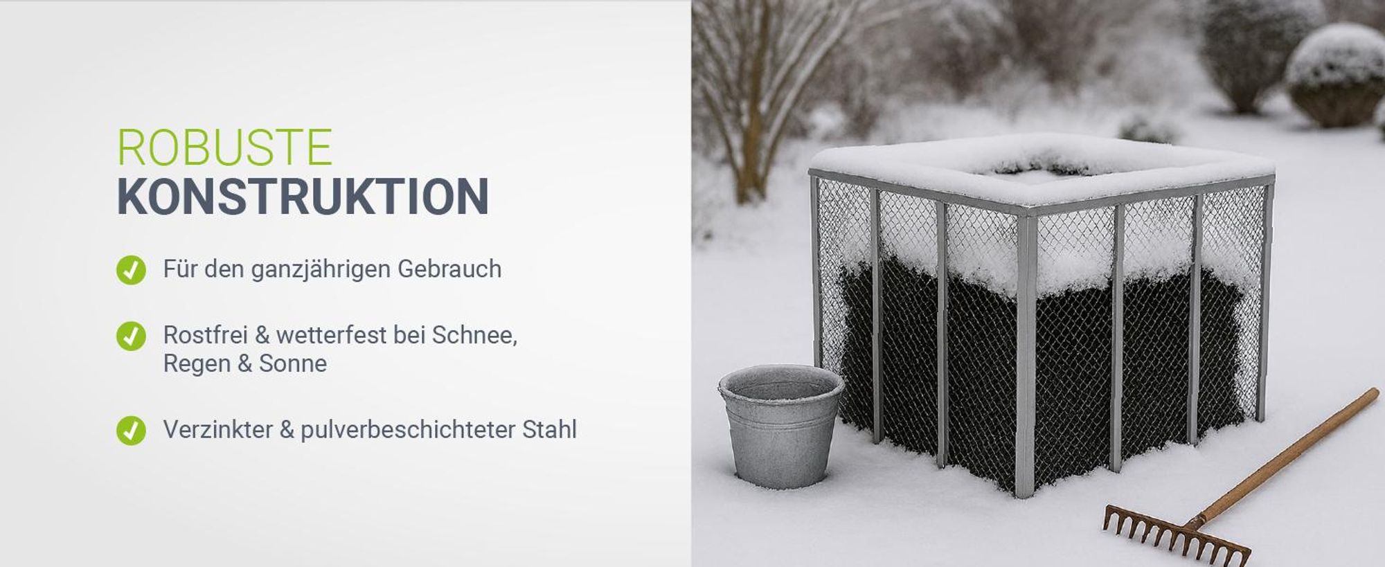 Juskys Metall Komposter 800 L, stabil, wetterfest & kompaktes Stecksystem – Silber