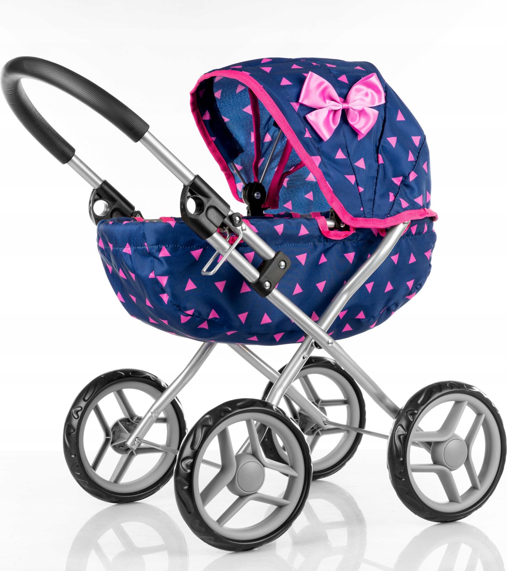 Puppenwagen KP0260T Marineblau mit rosa Dreiecken