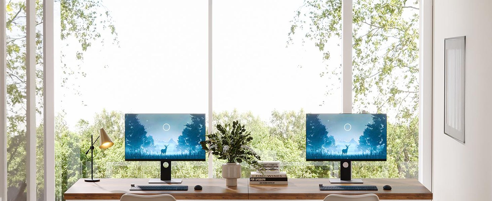 Wanbor 180 cm Schreibtisch, großer Computertisch PC Tisch Bürotisch mit robustem Metallgestell, Arbeitsstation für Home Office, Braun und Weiß