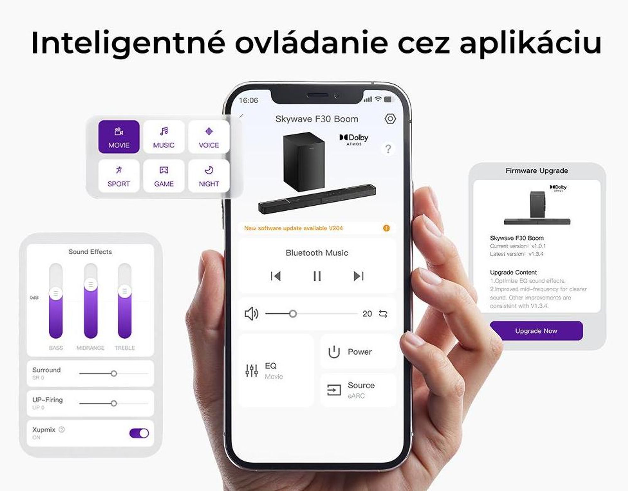 ULTIMEA 3.1.2-kanálový soundbar s Dolby Atmos, priestorový systém pre TV so 6,5-palcovým subwooferom, Bluetooth 5.4, HDMI eARC, 360 W, Skywave F30 Boom