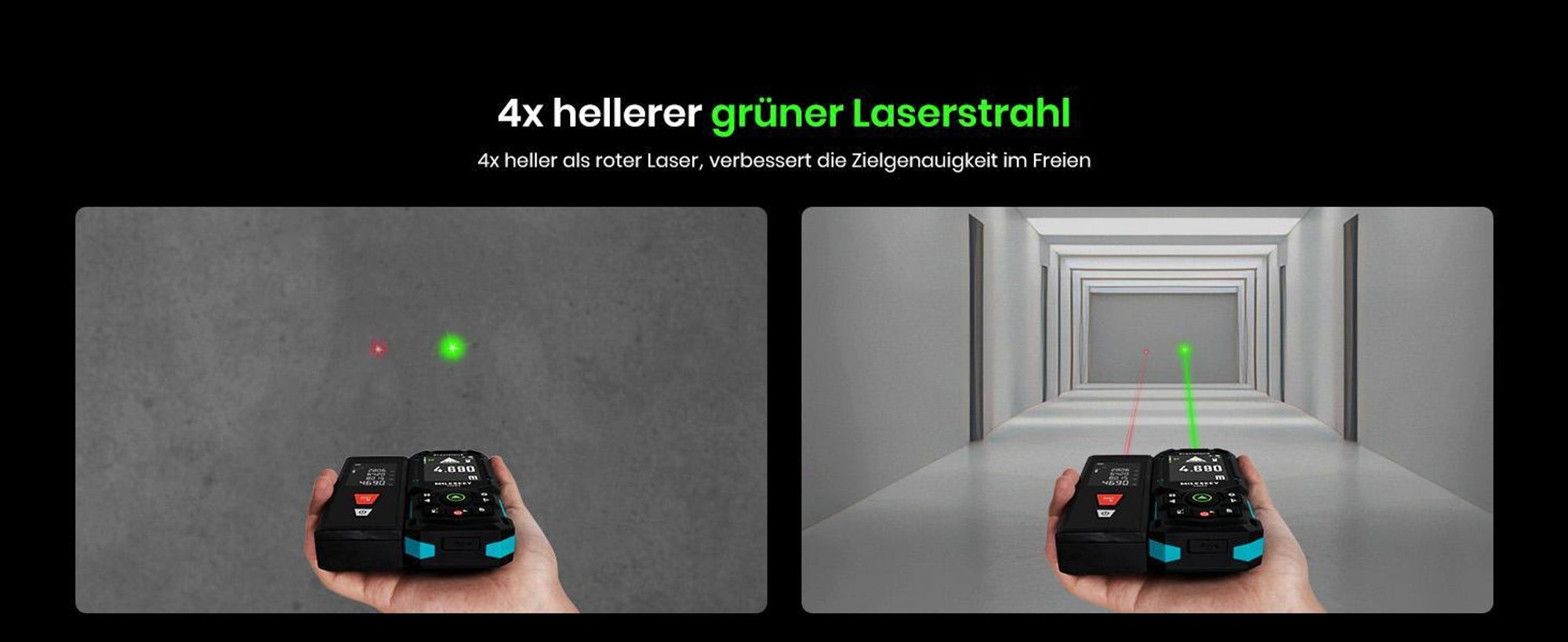 MiLESEEY S50 Télémètre laser 120m, faisceau vert, technologie P2P, connexion à l'application