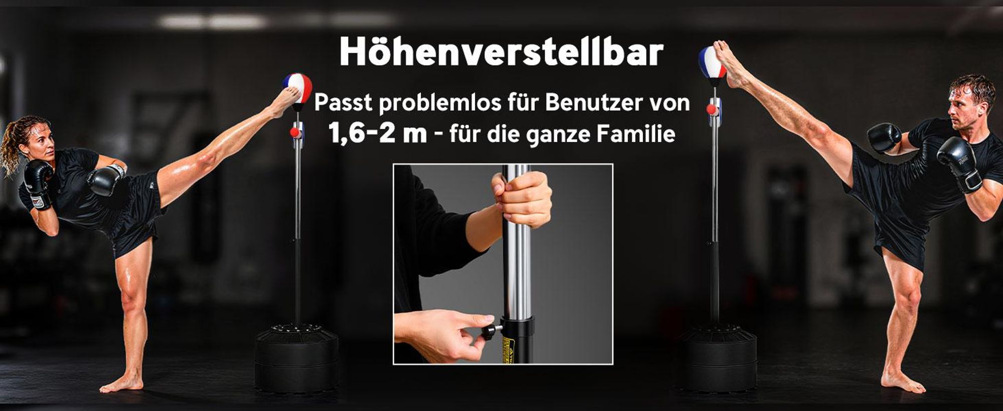 SPORTNOW Boxsack, Boxständer mit Punchingball, Reflexstange, 1,63-2,05 m Höhenverstellbarer Standboxball mit Pratze, Standboxtrainer