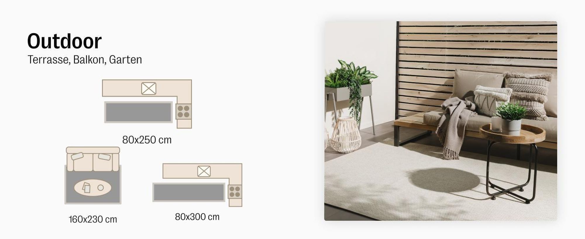 benuta In- & Outdoor Läufer Iowa Hellgrau 80x300 cm Teppich Wohnzimmer Outdoorteppich Läufer Modern Kurzflor Skandinavisch